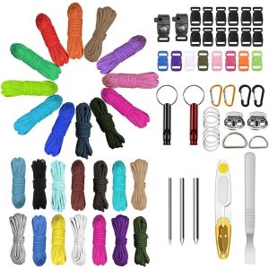 Kalanka-Paracord Set 16 Couleurs, Corde De Nylon Paracorde 550 Multifonction Contient Une Boucle De Corde Et Des Aiguilles À Coudre Pour Faire Diy Bracelet Lanière Porte Clés - Neuf