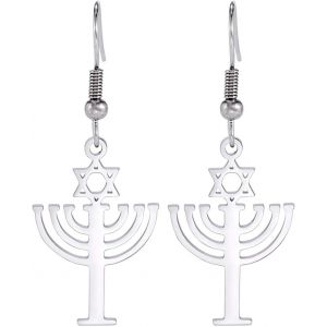 Kal-Boucles D'oreilles Pendantes Hanukkah Boucles D'oreilles Étoile De David Boucles D'oreilles Pendantes Menorah Boucles D'oreilles Pendantes Hanukkah Bijoux Cadeau Pour Les Femmes Amulette - Neuf