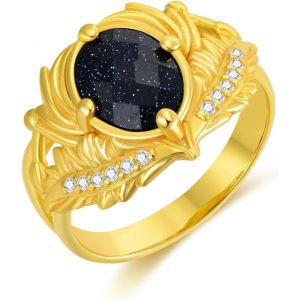 Yemaesre-Bague En Grès Bleu Pour Femme En Argent Sterling 925 Avec Plume Pour Fille Bague En Pierre Bleue Bijoux Cadeau - Neuf
