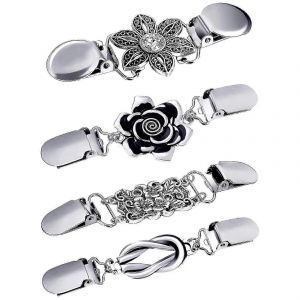4pcs Vintage Pull Ch&acirc;le Clips R&eacute;tro Cardigan Broche &Eacute;pingles Pour Femmes Filles Accessoires - Neuf