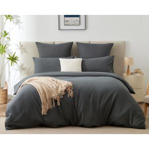 Tianyi-Housse De Couette 260x240 Cm Avec 2 Taies D'oreiller 65x65 Cmparure De Lit 2 Personnes Pour Lit 200x200 Avec Fermeture Éclair Sets De Housse Couette En Microfibre, Gris Foncé 260 X 240 240x260 - Neuf