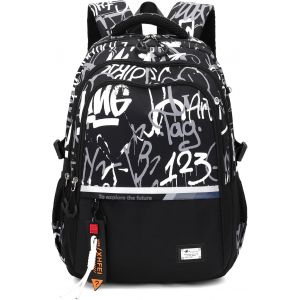 KALSC-Sac À Dos Pour Garçons Cartable Primaire College,Sac Ecole Tendance Léger Pour Les Adolescents Pour 9-18Ans,Sac D'École Grande Capacité Convient Pour Le Trolley,Noir - Neuf