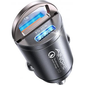 JGD-Allum&eacute; Cigare USB [PD36W & QC36W], Ultra Compact Chargeur Allume Cigare USB, en Alliage d'Aluminium Chargeur Voiture USB C pour iPhone 15 14 Plus/14 Pro Max, iPad, Samsung S22 - Neuf