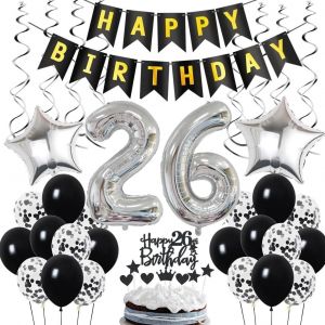 AYUHR-Décoration 18e anniversaire, déco anniversaire 18 ans garçon, déco 18e anniversaire, déco 18 ballons noir et argent, déco ballon 18e anniversaire fête, déco 18e anniversaire garçon fille - Neuf