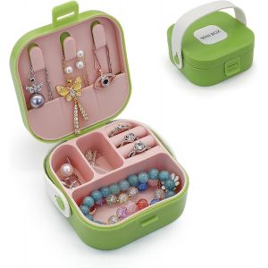 Mini Bo&icirc;te &Agrave; Bijoux De Voyage, Portable, Avec Poign&eacute;e, Multifonctionnelle, Rangement De Bijoux Pour Petite Amie, &Eacute;pouse (Rose) - Neuf