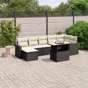 Prolenta Premium - Salon De Jardin 8 Pcs Avec Coussins Noir R&eacute;sine Tress&eacute;e - Neuf