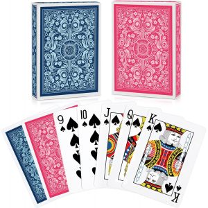 Mdy-2 Pack Jeu De Carte Jeux De Cartes Index Standard Carte Poker Pour Les Familles Jeux De Cartes Fête Texas Holdem Poker Blackjack Euchre Canasta Pinochle Jeu De Cartes Casino Grade (Bleu/Rose) - Neuf