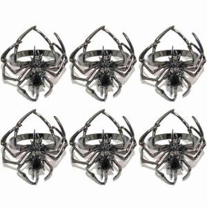 Lot de 6 porte-serviettes Halloween, boucle de serviette araign&eacute;e, anneaux de serviette effrayants en strass - Neuf