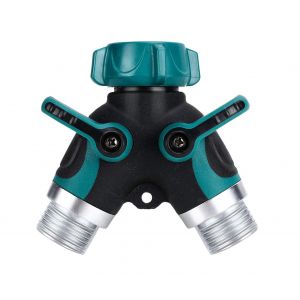 R&eacute;partiteur de tuyau 2 voies, r&eacute;partiteur de tuyau d'arrosage, distributeur 2 voies 3/4"" et 1/2"" avec 2 sorties de vanne - Neuf
