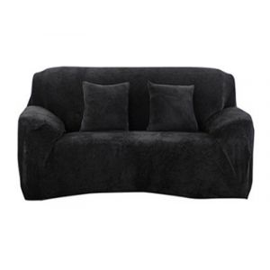 Housse De Canap&eacute; Extensible Pour Canap&eacute; Deux Places, Noire, En Polyester Et &Eacute;lasthanne, Lavable En Machine, Convient Aux Canap&eacute;s De 140 &Agrave; 170 Cm - Neuf