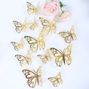 HJLIAN Autocollants muraux papillon creux 3D pour decoration de mariage, festival, maison - Neuf