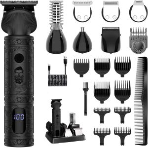 Tondeuse À Pour Hommes Pro Kit Tondeuse À Pour Hommes T - Blade Tondeuse Rasoir Électrique Rasoir Nez Corps Tondeuse À Cheveux Kit Sans Fil 7 En 1 Noir - Neuf