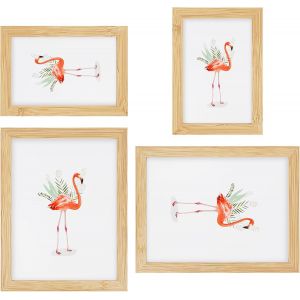 Lot De 4 Cadres Photo 10 X 15 Cm 15 X 20 Cm En Bois Avec Verre Acrylique Et Panneau Arri&egrave;re,Petits Cadres Photo &Agrave; Suspendre,Cadre Photo Pour Salon,Chambre &Agrave; Coucher - Neuf