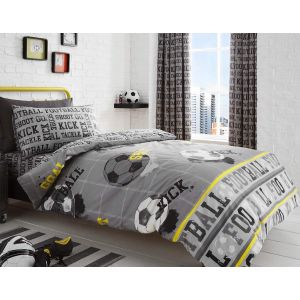 Ulteronixshop-Housse De Couette Football Gris 200 X 200 Cm - 2 Taies D'oreiller - Motifs R&eacute;versibles - Literie Pour Gar&ccedil;ons - Accessoires Chambre - Neuf