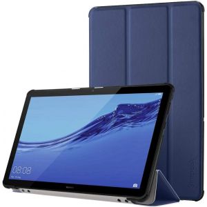 Coque Compatible Pour Huawei Mediapad T5 10.1"" Housse De Protection En Cuir Pu Étui Magnétique Ultra-Mince Avec Fonction Support - Bleu.[F876] - Neuf
