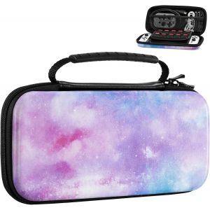 Eryi-Étui De Transport Pour Nintendo Switch Et New Switch Oled Console, Coque Rigide Portable De Voyage Avec 10 Fentes Pour Cartes De Jeu Pour La Switch Et Autres Accessoires, Rêveur Bleu Rose - Neuf