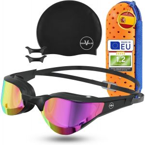 Letnerny-Lunettes De Natation Pour Homme Polarisées, Lunettes De Natation Pour Femme Mod. 2024 Étui À Lunettes, Bonnet De Natation Et Échangeur Mesure Nasale, Lunettes De Natation, Lunettes De Piscin - Neuf