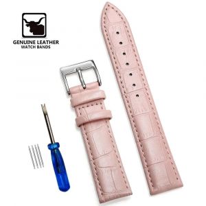 Rskal-Bracelets De Montre En Cuir Véritable De Qualité Supérieure, 12/14/16/18/19/20/21/22/24mm, Bracelet De Poignet De Haute Qualité + Outil|Pink 1|12mm - Neuf