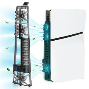 Ventilateur De Refroidissement Ps5 Slim Avec Lumière Led,Ventilateur Silencieux Pour Ps5 Slim Avec 2 Niveaux De Vitesse,Port Usb3.0 Pour Ps5 Slim - Neuf