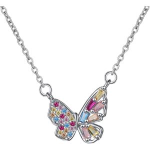 Collier Papillon,Femme Collier Avec Pendentif Papillon,Pr&eacute;cieuse Mignon Cha&icirc;ne Fine Collier Simple Bijoux Pour Femmes Et Filles,Insectes Pendentif Bijoux Cadeaux Pour Femmes Filles - Neuf