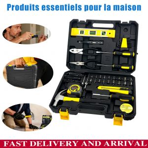 Ensemble de 78 outils de r&eacute;paration m&eacute;nag&egrave;re, une combinaison d'outils polyvalents pour l'entretien de la maison et de l'automobile, id&eacute;al pour les propri&eacute;taires, les bricoleurs et les artisans. - Neuf
