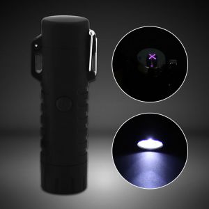 HJLIAN Allume-cigare USB 2 en 1 a double arc, lampe torche LED etanche pour camping (noir) - Neuf