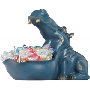 Figurine D'Hippopotame En Résine ¿ Plat À Bonbons Et Bol À Clés Pour Bureau Et Décoration De Table D'Entrée ¿ Récipient Multifonctionnel Pour Articles Divers, Support À Bijoux Et Porte-Monnaie - Neuf
