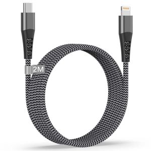 Thef-Câble Usb C Vers Lightning 2m[Certifié Mfi], Câble Iphone Usb C Cable Chargeur Iphone Rapide Nylon Lightning Câble Usb C Iphone Cordon Fil Chargeur Pour Iphone 14 Pro Max 13 12 Mini 11 Xs X Se 8 - Neuf