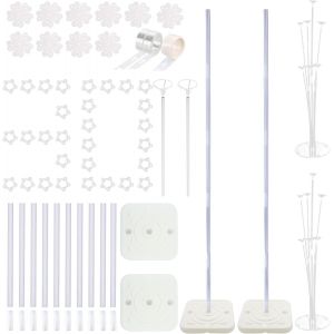 2 Colonnes De Ballon De 1,5 M,2 Supports De Table De Ballon,10 Clips De Fleur,Et 100 Points De Colle Pour La Décoration De Fournitures De Fête De Mariage D'anniversaire - Neuf