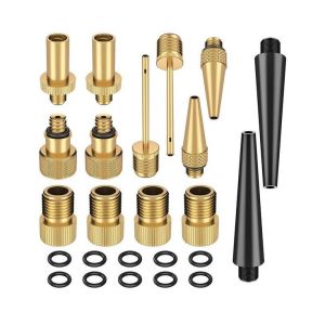 Kit D'adaptateurs Universels Pour Pompe &Agrave; V&eacute;lo (15 Pi&egrave;ces) Pour Valves Sv, Av Et Dv. Comprend Des Adaptateurs En Cuivre Et En Plastique Pour Pneus, Ballons, Etc. - Neuf