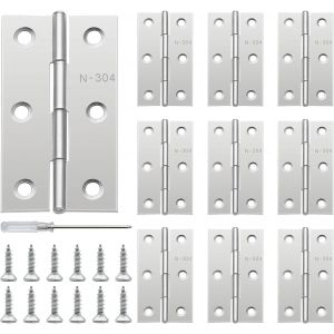 10 Charni&egrave;res de Porte Pliables 66x42x1mm Charni&egrave;re Piano en acier Inoxydable Argent&eacute; avec 60 vis de 15x3mm, Charni&egrave;re Pour Portes, Fen&ecirc;tres et Meubles - Neuf