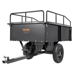 MEVRONISSHOP-Remorque &agrave; Benne Basculante Capacit&eacute; de Charge 340 kg Remorque Utilitaire de Jardin Robuste avec C&ocirc;t&eacute;s Amovibles Chariot de Transport &agrave; D&eacute;versement 0,4 m&sup3;&iquest; pour Tracteur, Tondeuse &agrave; Gazo - Neuf