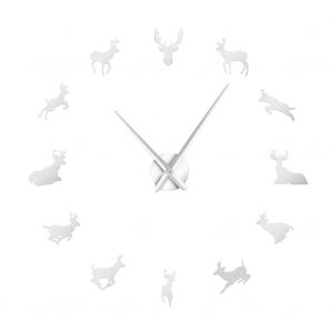 HJLIAN Horloge murale moderne a faire soi-meme, grande taille, miroir 3D, motif moutons et animaux, autocollant, decoration d'interieur - Neuf