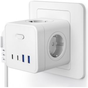Multiple Murale Cube 8 En 1 Avec 4 Prises Ca, 2 Usb, 2 Type C, Prise Murale Multiple Avec Interrupteur Et Protection Contre Les Surtensions, Multiprise Usb C Pour Domicile, Bureau[DYB982476] - Neuf