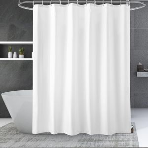 KALANKA-Rideau Douche Anti Moisissure avec 12 Crochet, Peva Rideau De Douche 180X200 Cm Vrideau Baignoire Shower Curtain, Rideau Douche Blanc Antibact&eacute;rien Imperm&eacute;able pour Salle De Bain Ou Baignoire - Neuf