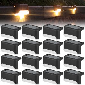 Paquete De 16 Luces Solares Led Para Exteriores, Luces Solares Para Jardín, Luces Blancas Cálidas, Impermeables, Decoración Para Escaleras, Terrazas, Escalones, Cercas, Patios, Caminos. - Neuf