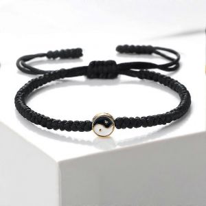 Gossip Tai Chi Bracelet Noir & Blanc Yin Yang Tress&eacute; R&eacute;glable Bracelets Hommes Femmes Bracelets Couple &Eacute;quilibre Bijoux Cadeau - Neuf