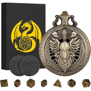 Chenquansarl-Mini Jeu De Dés Dnd, Steampunk Creux Paladin, Chevalier, Guerrier Coquille De Montre De Poche, 7 Dés Polyédriques D&d En Métal, Dnd Cadeaux, Accessoires De Jeux De Société Pour Jeux De R - Neuf