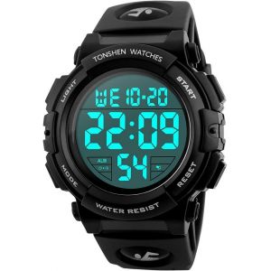Digital Sport Etanche Montre Plastique Lunette Et Caoutchouc Bande Led Electronique Outdoor Tactique Militaire Quartz Montres Bracelet Grand Num&eacute;rique.[J483] - Neuf