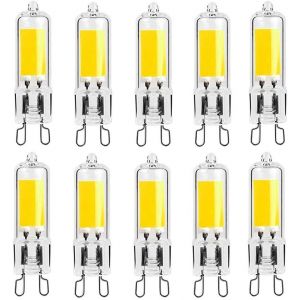 Led G9 2w Ampoule Led Cob 250lm, Ac220-240v, Blanc Chaud 3000k, Lampe À Économie D'énergie Cri80, Plein Verre, Ampoule Halogène Équivalente À 25 W, Angle De Diffusion De 360 °, 10 Pièces - Neuf