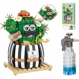 Mini Usine De Bonsai Ensemble De Blocs De Construction,Collection Botanique Succulente De Fleurs De Particules De Simulation Jeu De Briques De Construction,D&eacute;coration De Maison (Cactus) - Neuf