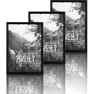 Cmwx-Lot De 3 Cadres Photo A4 En Bois Noir - 21 X 30 Cm - Cadre En Bois Mdf - Pour Certificats, Posters - Neuf