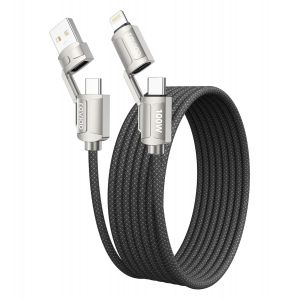 LORANKA-C&acirc;ble Multi USB, 4 en 1 C&acirc;ble Universel [2M] Multi USB C&acirc;ble de Chargement en Nylon avec USB C/USB A vers Lightning, USB C/USB A vers USBC pour iPhone 16 15, Galaxy S25 S24, Honor - Neuf