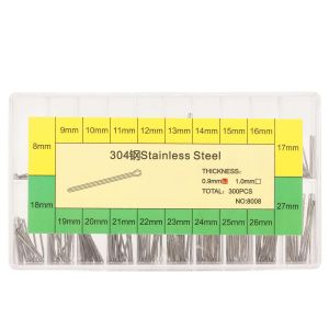 Kal-300 Pcs 0,9 Mm Goupilles Fendues Assortiment Pour Bracelet Montre Acier Inoxydable Kit Remplacement Pièces Diverses Accessoires Réparation Montres Cadeau Outils Spéciaux - Neuf