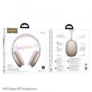 HOCO W65 Happy BT &iquest; Casque Sans Fil Bluetooth 5.4, 45 d'autonomie, Micro int&eacute;gr&eacute;, Waterproof - Beige - Neuf