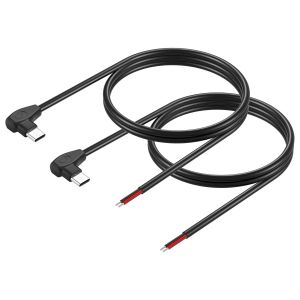 JGD-2 pi&egrave;ces 20AWG USB-C m&acirc;le Prise Pigtail c&acirc;ble d'alimentation 5V/3A Angle Droit 90 degr&eacute;s Type-C m&acirc;le Prise &agrave; Deux noyaux en &eacute;tain Fil Nu c&acirc;ble d'alimentation pour Bricolage (100CM) - Neuf