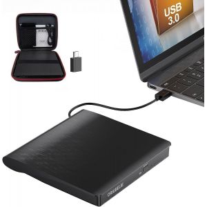 Lecteur CD Externe pour PC,Plug&Play Graveur DVD Externe USB 3.0 Type-C Lecteur CD/DVD +/-RW,Lecteur DVD Externe pour Ordinateur Portable de Bureau Windows 11/10/8/7/XP Linux OS avec Boîte - Neuf