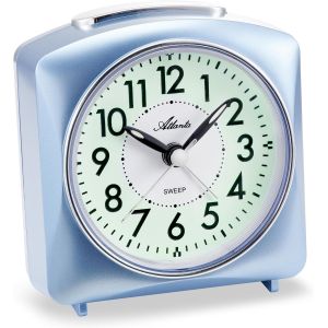 2128/19 R&eacute;veil sans tic-tac Silencieux avec lumi&egrave;re Snooze Crescendo &agrave; Quartz analogique - Argent&eacute; - Neuf