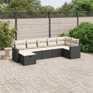 Prolenta Premium - Salon De Jardin 7 Pcs Avec Coussins Noir R&eacute;sine Tress&eacute;e - Neuf