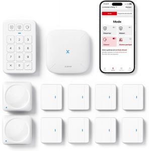 Kit de S&eacute;curit&eacute; pour la Maison, Alarme sans Fil Compatible avec Alexa et Application pour Alertes en Temps R&eacute;el, Station de Base, Capteurs de Porte, D&eacute;tecteurs de Mouvement, Clavier, AS12 - Neuf